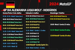 MotoGP, 2024 - GP Liqui Moly da Alemanha, Horários