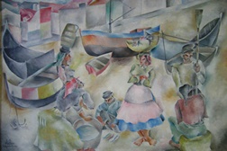 Abílio de Mattos e Silva, "Barcos típicos da Nazaré", 1933, MDJM inv. 159 Pint.