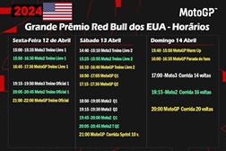 MotoGP 2024, Texas - Horários - Ação nos EUA
