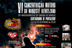 VI CONCENTRAÇÃO GRUPO MOTARD NOVO MILÉNIO 14,15,16 SETEMBRO 2018 - 19º ANIVERSÁRIO E 20ª DÁDIVA DE SANGUE