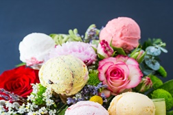 Gelados de flores na Fragoleto