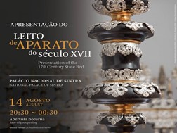 Apresentação do Leito de Aparato do século XVII no Palácio Nacional de Sintra