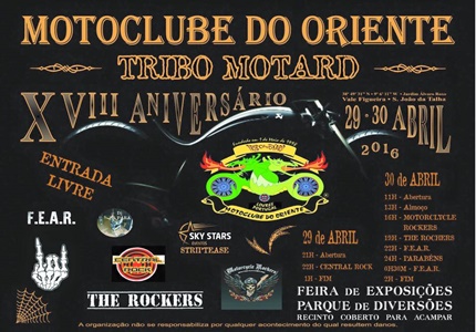Festa do 18º aniversário do Moto Clube do Oriente - Tribomotard