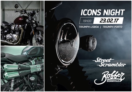 Triumph Icons Night - apresentação dos novos modelos Street Scrambler e Bobber
