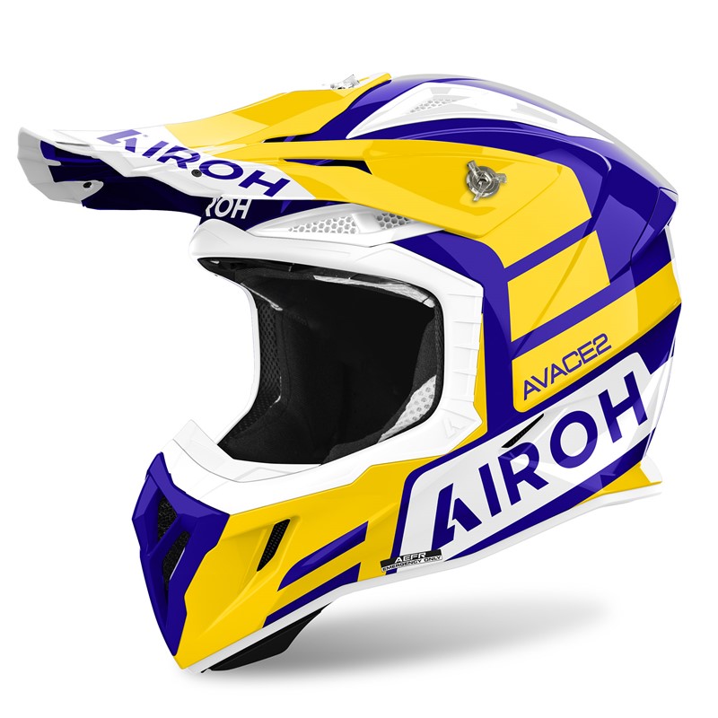 Airoh Aviator Ace Sake Amarelo Capacete Offroad Lombas E Curvas