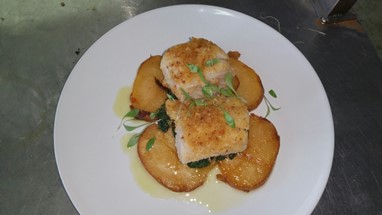 Lombo de bacalhau em crosta de broa