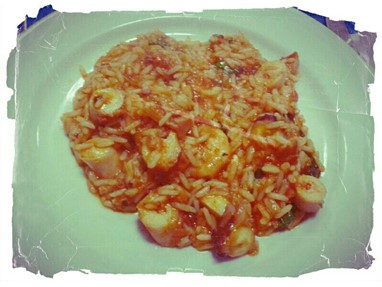 Arroz polvo no prato