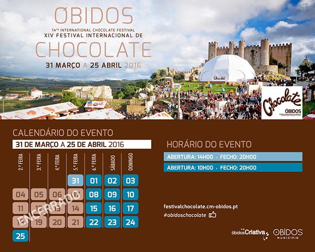 XIV Festival Internacional de Chocolate de Óbidos - Gastronomia - Cardápio