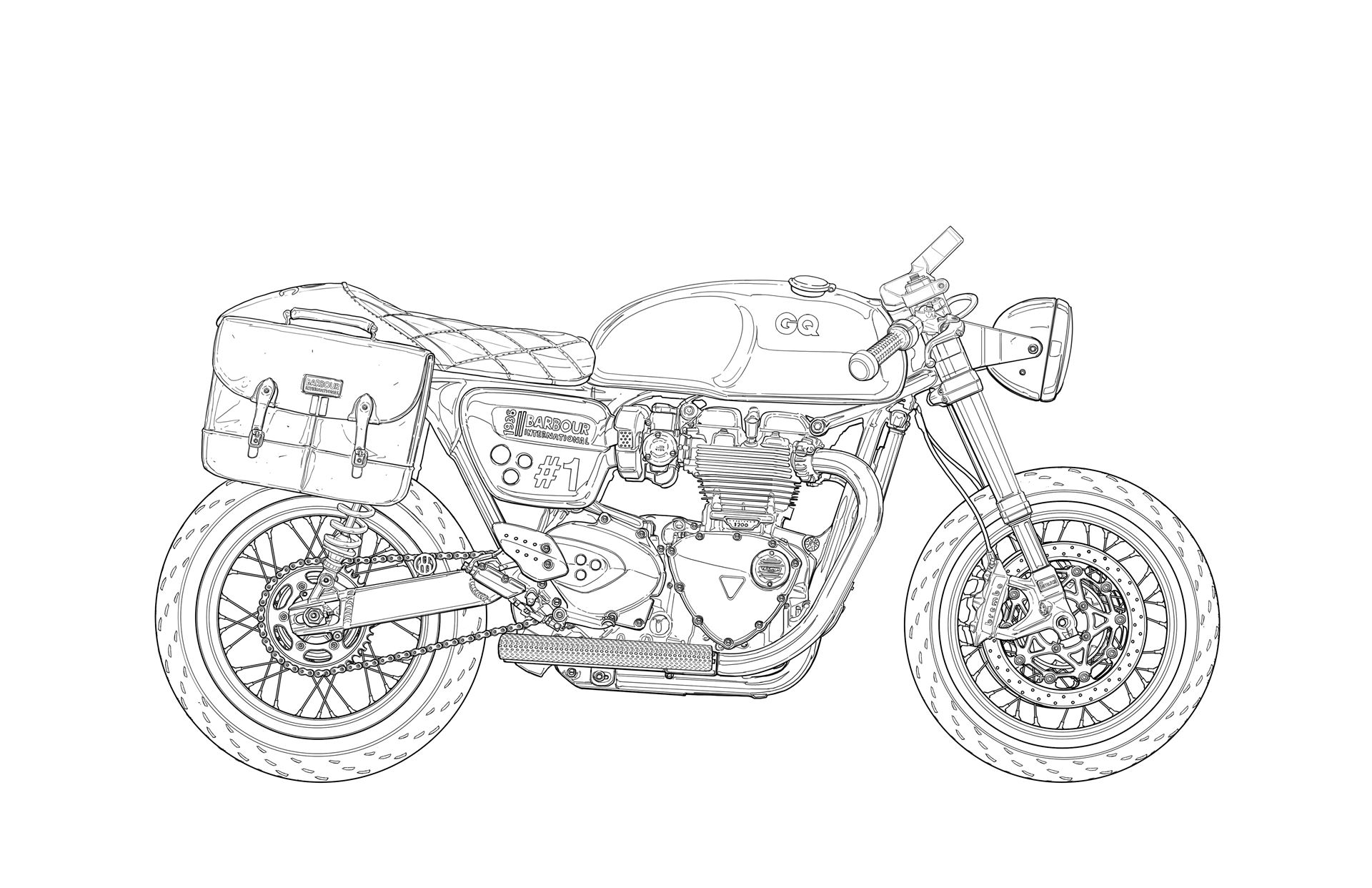 Desenhos para colorir de desenho de motoqueiros com suas harley davidson  para colorir 