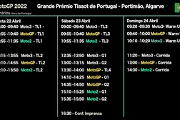 MotoGP, 2022, Grande Prémio Tissot de Portugal - Horários - Todos os Horários do fim-de-semana de Portimão