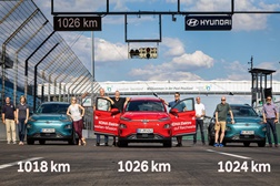 Hyundai Kauai Eletric estabelece record de 1026 km de autonomia - Três automóveis foram utilizados neste teste “elétrico”