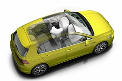 Volkswagem Golf com cinco estrelas Euro NCAP - Airbag central para os bancos da frente, entre outros equipamentos, agora de série