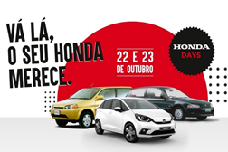 Honda Days: 22 e 23 de outubro com ofertas e vantagens exclusivas - Marca assegura ofertas imperdíveis em viaturas novas e de serviço