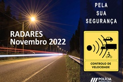 Radares PSP Localizações em Novembro 2022 - Por data, distrito e localização