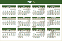 Calendários desportivos 2015