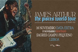 James Arthur esgota primeira data e anuncia segunda no Sagres Campo Pequeno - Bilhetes disponíveis para 16 de novembro 