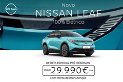 Novo Nissan LEAF disponível em pré-venda a partir de 29.990 euros + IVA - Como parte da campanha exclusiva de lançamento, os primeiros clientes beneficiam da oferta de 3 anos de manutenção incluída
