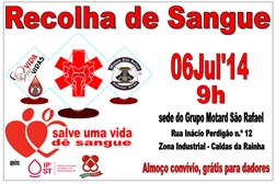 Grupo Motard São Rafael organiza recolha de sangue dia 6 de Julho