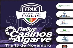 Taça de Portugal de Ralis vai ser decidida no Algarve - Rallye Casinos do Algarve nos dias 12 e 13 de Novembro de 2022