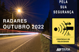 Radares PSP Localizações em Outubro 2022 - Por data, distrito e localização