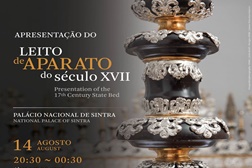 Apresentação do Leito de Aparato do século XVII no Palácio Nacional de Sintra