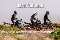 Contraponto CFMOTO 450MT vs Royal Enfield Himalayan 450 vs Triumph Scrambler 400X