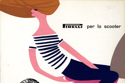 Lora Lamm, publicidade ao pneu Pirelli para scooter, outdoor, 1959. Fundação Pirelli.