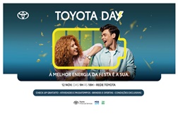 Toyota Day, 12 de novembro, a melhor energia da festa é a do cliente Toyota - No sábado, das 9h às 18h, 53 oficinas a receber para um dia de festa e check-up gratuito