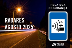 Radares da PSP Localizações em Agosto de 2025 - Por data, distrito e localização