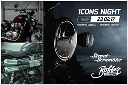 Triumph Icons Night - apresentação dos novos modelos Street Scrambler e Bobber