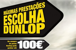 Dunlop incentiva compra de pneus de qualidade com promoção até 100 € - Os clientes que comprem dois ou quatro carros pneus de turismo Dunlop até 31 de Dezembro vão ser premiados