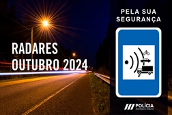 Radares da PSP Localizações em Outubro de 2024 - Por data, distrito e localização