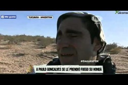 Moto de Paulo Gonçalves incendeia-se no Dakar 2014