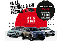 Honda Days estão de volta - Dias 21 e 22 de maio com ofertas e descontos exclusivos