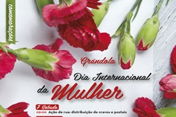 Comemorações do Dia Internacional da Mulher em Grândola assinalado com distribuição de flores, almoço convívio e cinema