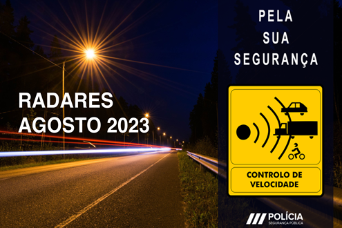 Radares PSP Localizações em Agosto 2023 - Por data, distrito e localização