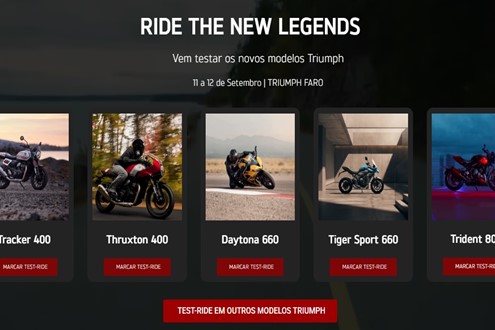 Ride The New Legends na Triumph Faro, dias 11 e 12 de agosto
