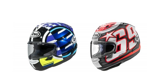 Arai RX-7V EVO 2026: novos grafismos para capacetes de alta competição