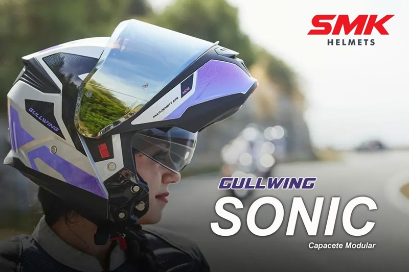 SMK apresenta Gullwing Sonic, capacete modular com dupla homologação para uso diário e viagens