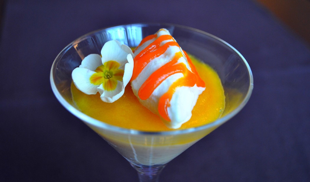 Sobremesa: Arroz doce de jasmim e gelado de manga