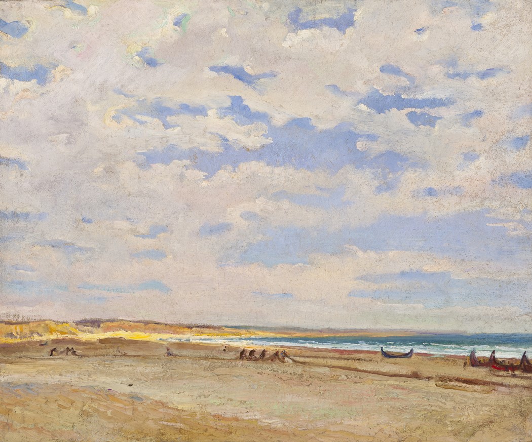 Manhã na praia da Caparica, c. 1922-1926 | Óleo sobre cartão, 39 x 47 cm | n.ass, n.dat. | MNAC-MC 1266.76 | Fotografia: DGPC/ADF/DDCI