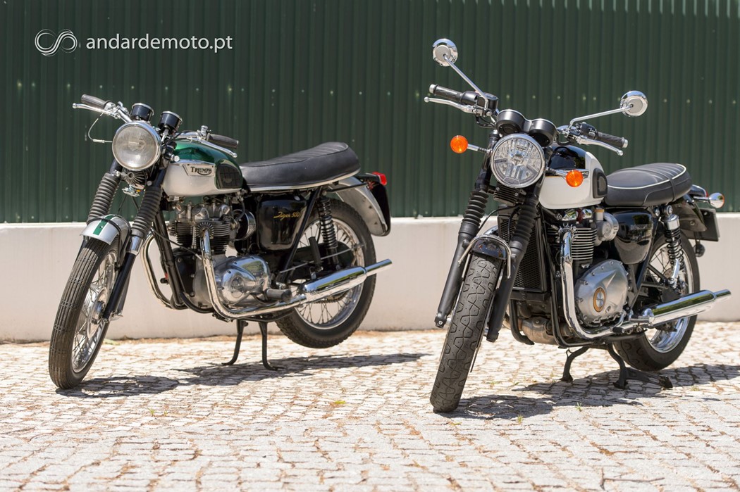 Tiger de 1969 e uma sucessora dos nossos dias, a Bonneville T120