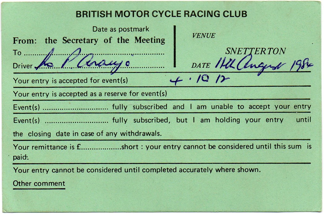 Cartão inscrição, BMCRC