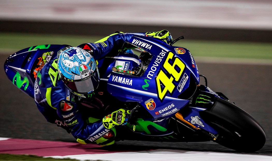 Rossi, exibindo um novo esquema de capacete, mostrou que ainda está aí para a curvas, ficando com o segundo tempo do segundo dia