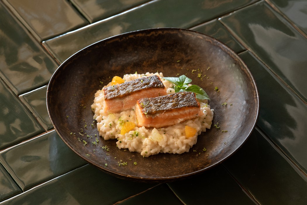 Lombo de Salmão selvagem com risoto de citrinos do Algarve