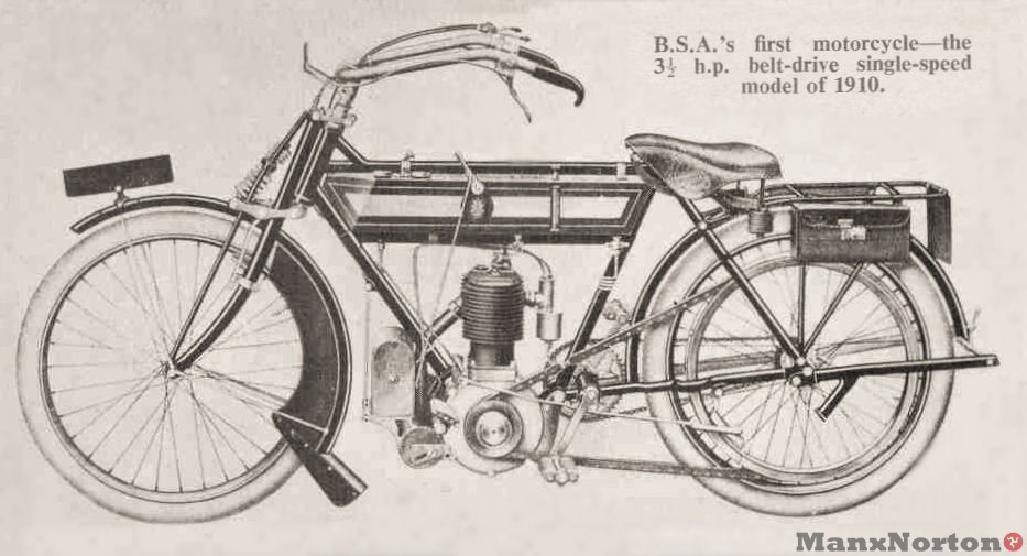 O primeiro motociclo da BSA, o 3 1/2 cv, de 1910