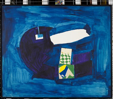 Álvaro Lapa Os Mouros, 1989 Colagem e esmalte acrílico sobre papel montado sobre aglomerado 100 x 120 cm Col. Ivo Martins, em depósito na Fundação de Serralves – Museu de Arte Contemporânea, Porto. Depósito em 1994. Foto Filipe Braga, © Fundação de Serralves, Porto.