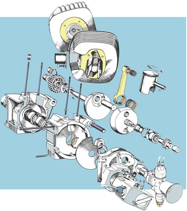 Técnicos japoneses com Degner