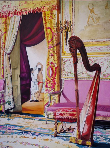 Ignacio Goitia Baile en la embajada de Egipto II, acrilico,lienzo, 150x110, 2003