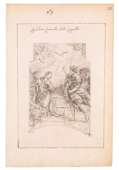 Desenho da Anunciação da autoria de Agostino Masucci / © Beaux-arts de Paris/ prise de Thierry Ollivier